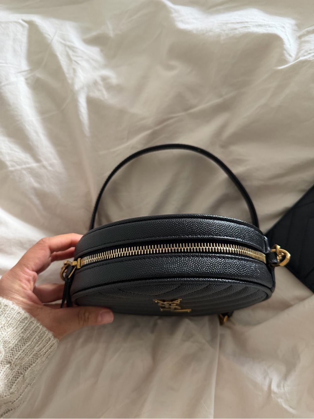 Saint Laurent Black Quilted Round Crossbody with Gold YSL Hardware - Picture 8 of 14